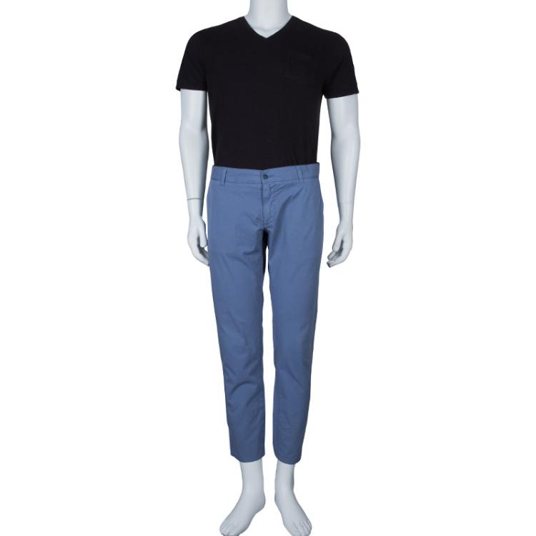 Pre Owned Dolce and Gabbana Blue Cotton Trousers M
