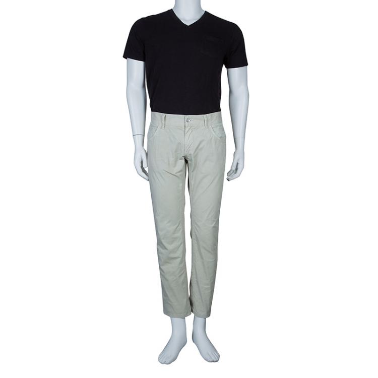 Pre Owned Dolce and Gabbana Khaki Cotton Trousers L