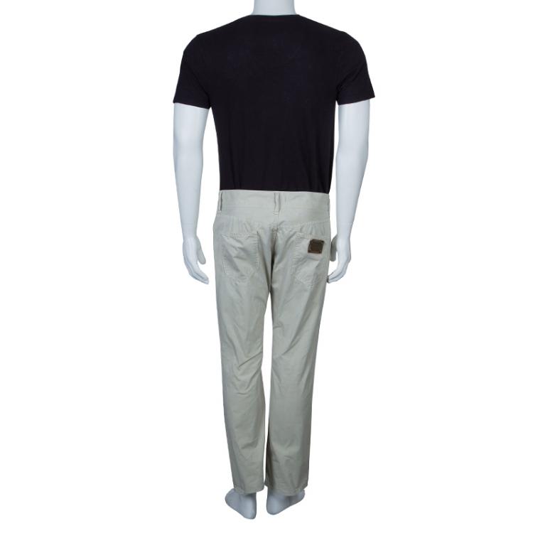 Pre Owned Dolce and Gabbana Khaki Cotton Trousers L