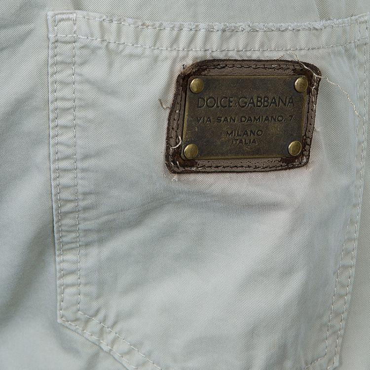Pre Owned Dolce and Gabbana Khaki Cotton Trousers L