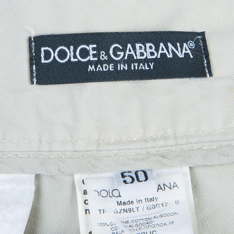 Pre Owned Dolce and Gabbana Khaki Cotton Trousers L