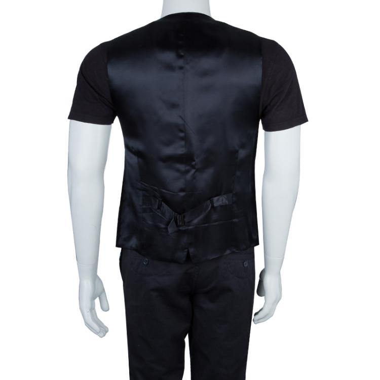 مملوكة مسبقًا Dolce and Gabbana Black Wool Waistcoat XL