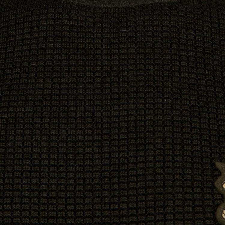 Pre Owned Dolce and Gabbana Olive Green Textured Wool Sweater XL