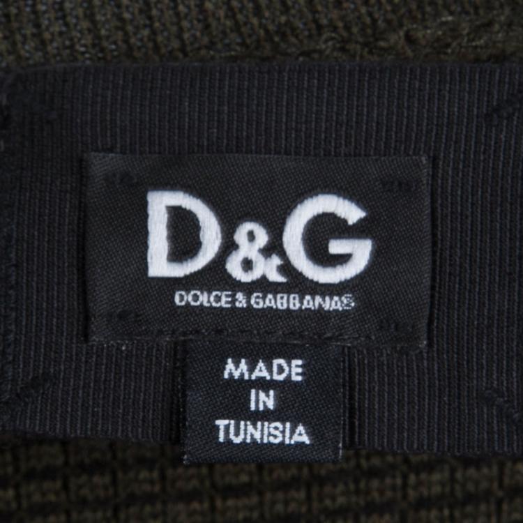 Pre Owned Dolce and Gabbana Olive Green Textured Wool Sweater XL