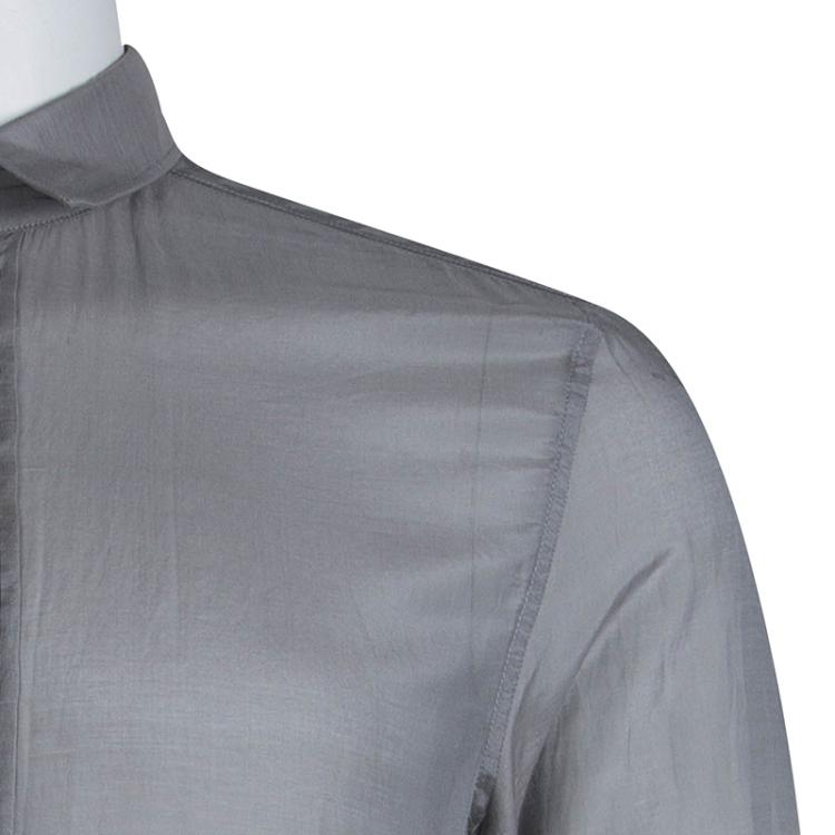 Pre Owned Dolce and Gabbana Grey Cotton Long Sleeve Button Front Shirt M