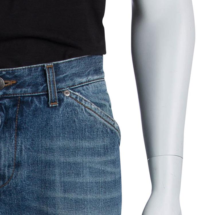 Pre Owned Dolce and Gabbana Indigo Distressed Denim Jeans L
