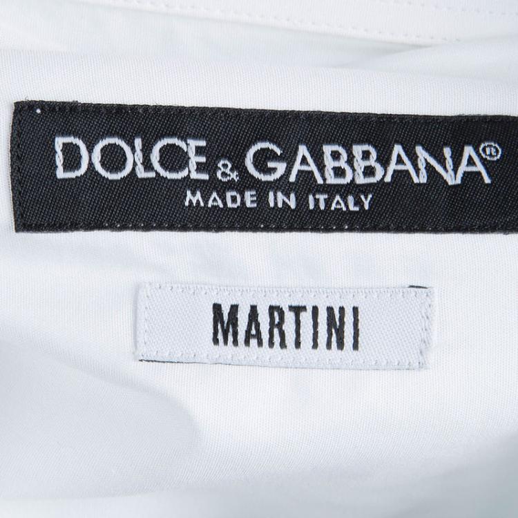 Pre Owned Dolce And Gabbana White Cotton Tuxedo Shirt L