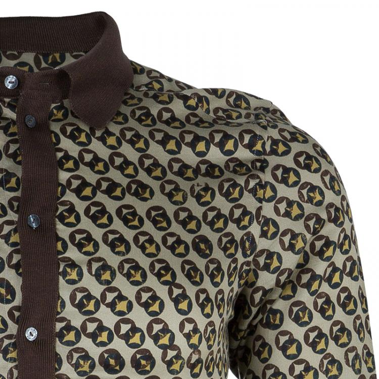 Pre Owned Dolce and Gabbana Men's Gold Fit Printed Shirt S