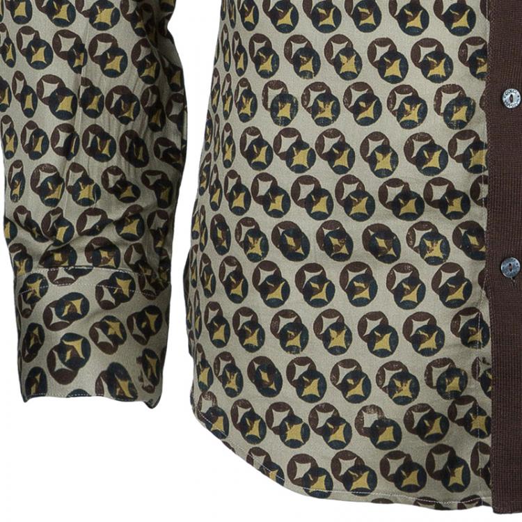 Pre Owned Dolce and Gabbana Men's Gold Fit Printed Shirt S