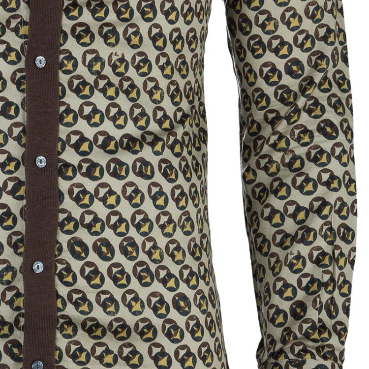 Pre Owned Dolce and Gabbana Men's Gold Fit Printed Shirt S