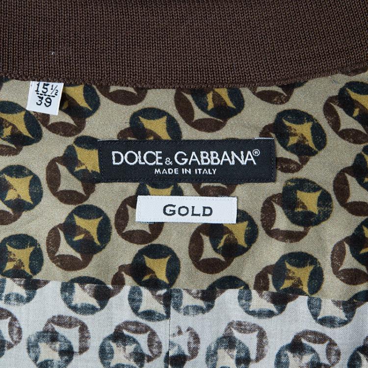 Pre Owned Dolce and Gabbana Men's Gold Fit Printed Shirt S