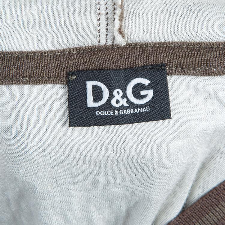 Pre Owned Dolce and Gabbana Khaki Logo Patch Detail Long Sleeve Fitted Hoodie S