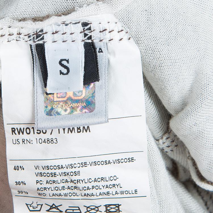 Pre Owned Dolce and Gabbana Khaki Logo Patch Detail Long Sleeve Fitted Hoodie S