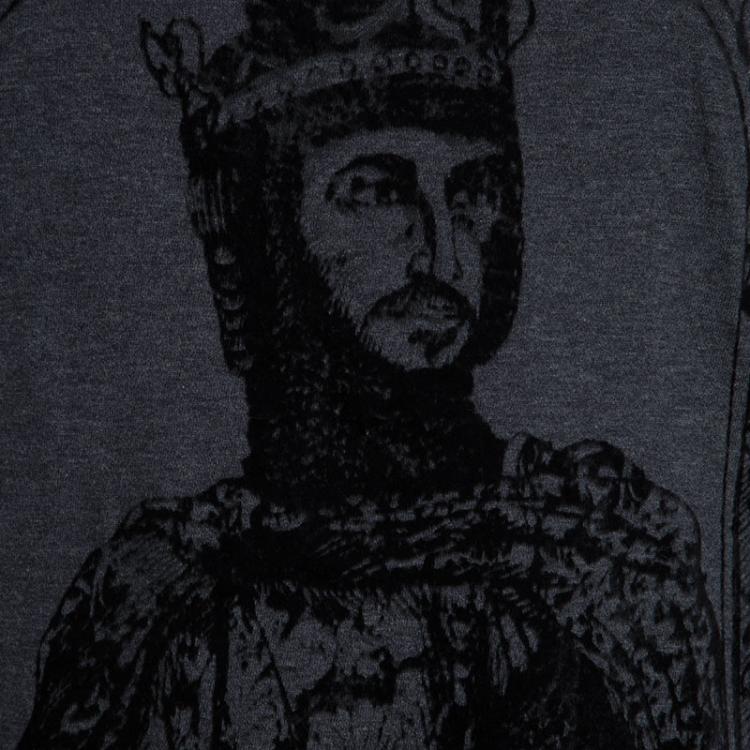 Pre Owned Dolce and Gabbana King Enrico VI Flock Printed T-shirt  M