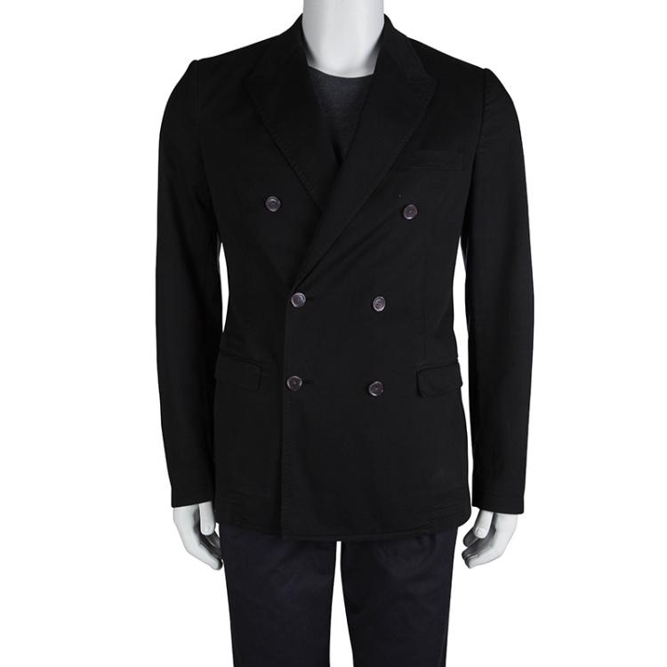 Pre Owned Dolce and Gabbana Black Cotton Double Breasted Blazer L