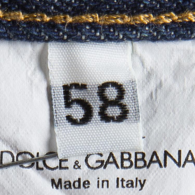 Pre Owned Dolce And Gabbana Indigo Denim Distressed Embroidery Detail Jeans 4XL