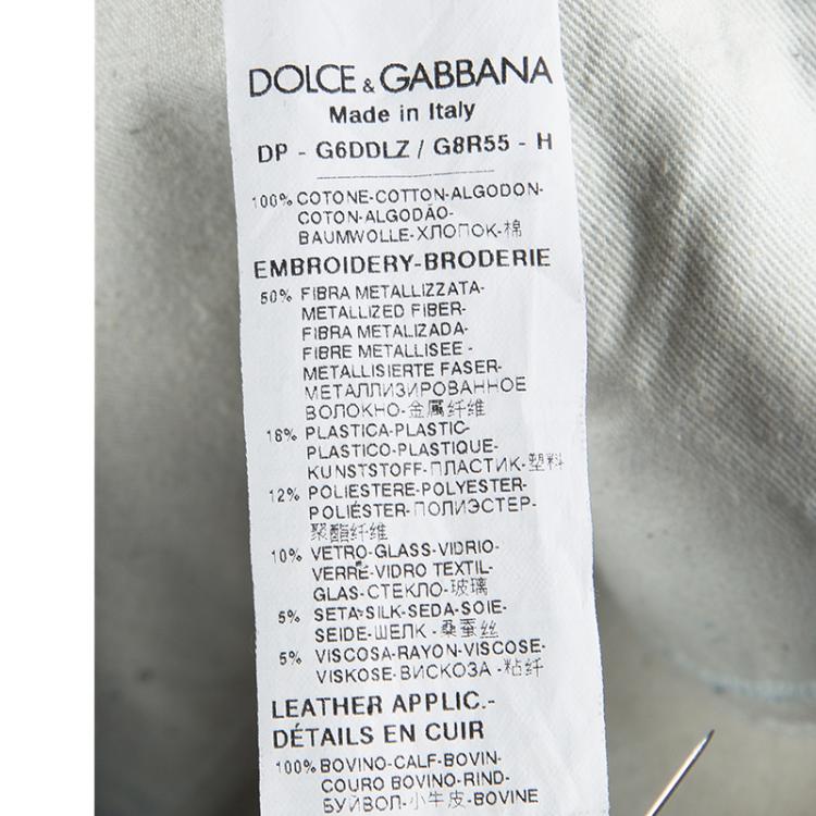 Pre Owned Dolce And Gabbana Indigo Denim Distressed Embroidery Detail Jeans 4XL