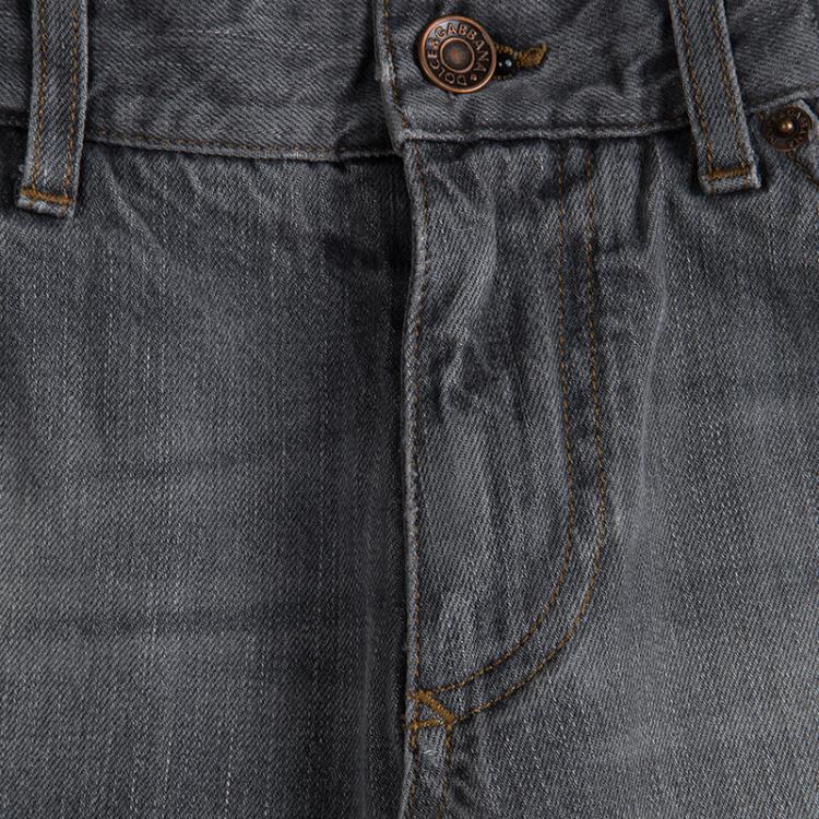 Pre Owned Dolce And Gabbana Grey Faded Effect Straight Fit Jeans S 
