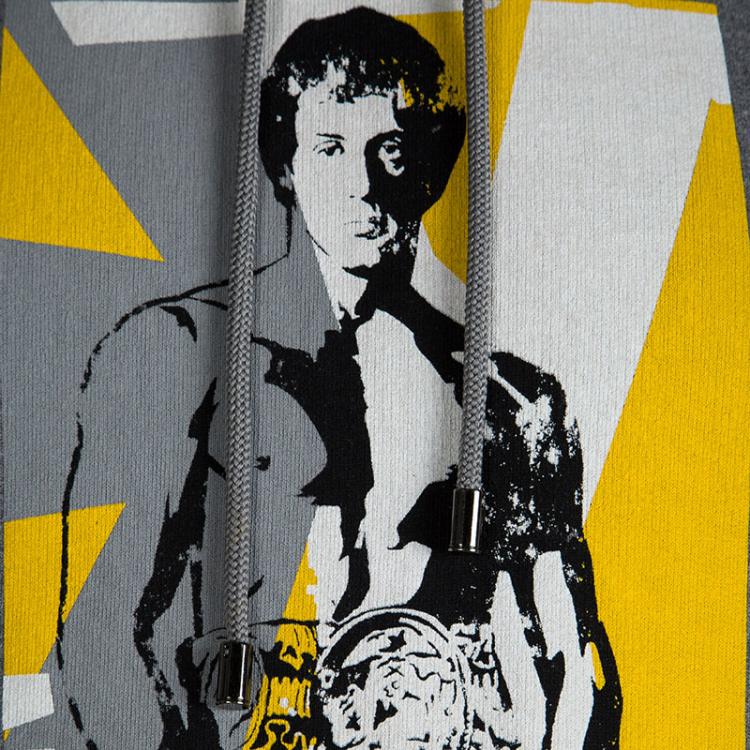 Pre Owned Dolce and Gabbana Grey Knit  Rocky Print Hoodie M