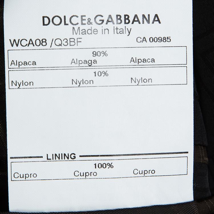 Pre Owned Dolce and Gabbana Multicolor Textured Wool Double Breasted Trench Coat  M