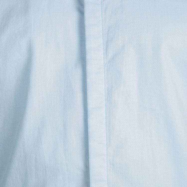 Pre Owned Dolce and Gabbana Martini Blue Textured Cotton Contrast Collar Long Sleeve Shirt 4XL