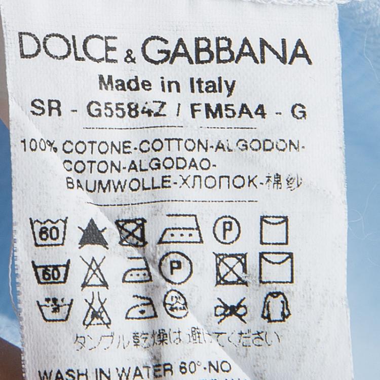 Pre Owned Dolce and Gabbana Martini Blue Textured Cotton Contrast Collar Long Sleeve Shirt 4XL