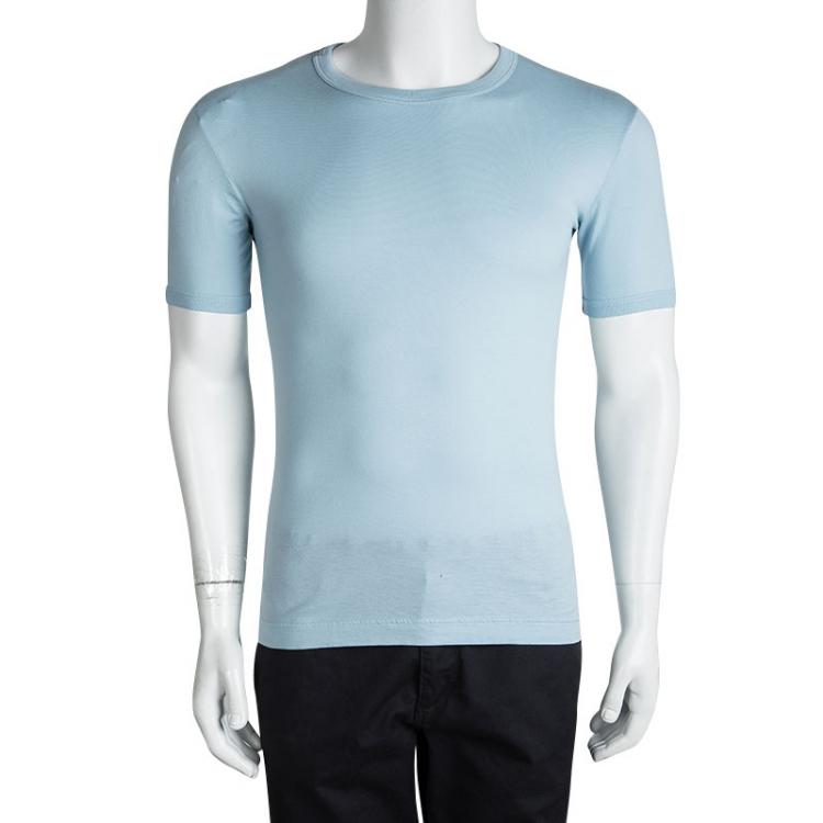 Pre Owned Dolce and Gabbana Light Blue Crew Neck T-Shirt XS