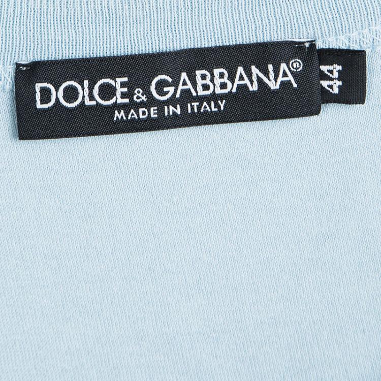 Pre Owned Dolce and Gabbana Light Blue Crew Neck T-Shirt XS
