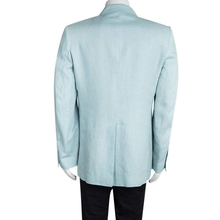 Pre Owned Dolce and Gabbana Powder Blue Linen Blazer XL