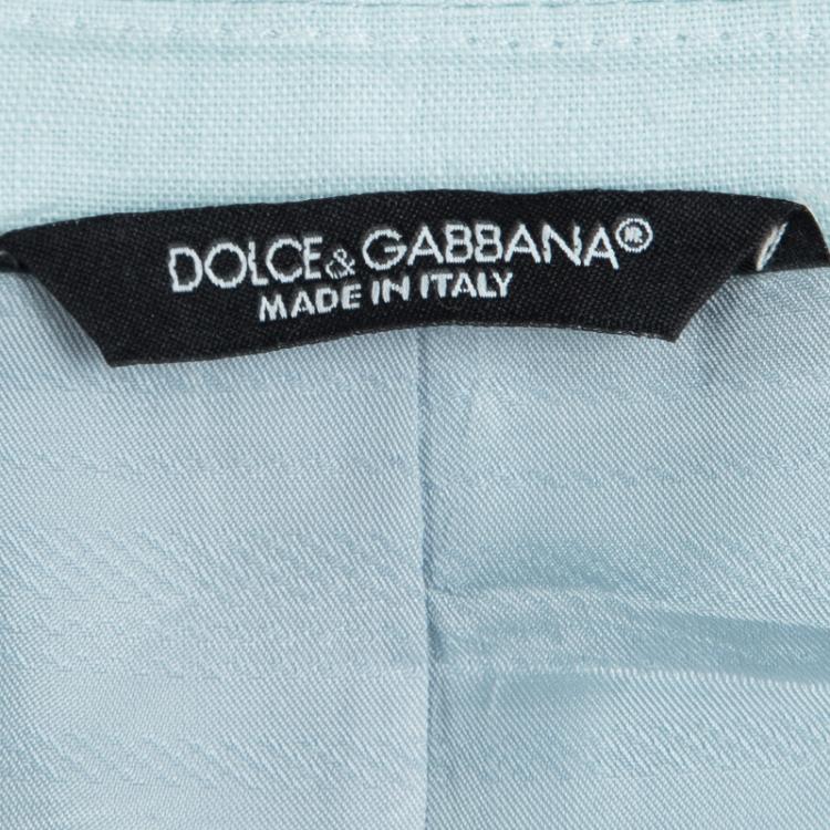 Pre Owned Dolce and Gabbana Powder Blue Linen Blazer XL
