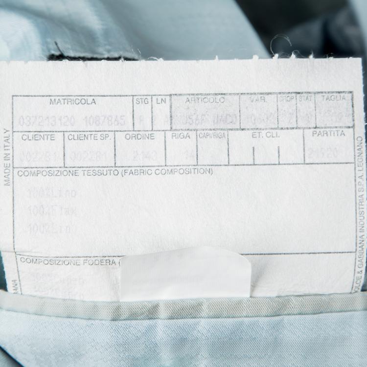 Pre Owned Dolce and Gabbana Powder Blue Linen Blazer XL