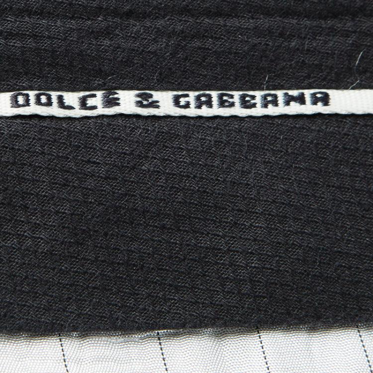 Pre Owned Dolce and Gabbana Black Wool Side Stripe Detail Trousers XXL