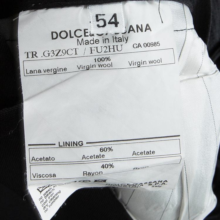 Pre Owned Dolce and Gabbana Black Wool Side Stripe Detail Trousers XXL