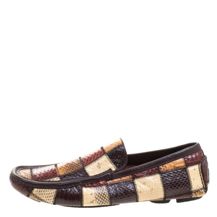 Pre Owned Dolce and Gabbana Multicolor Python Loafers Size 41.5
