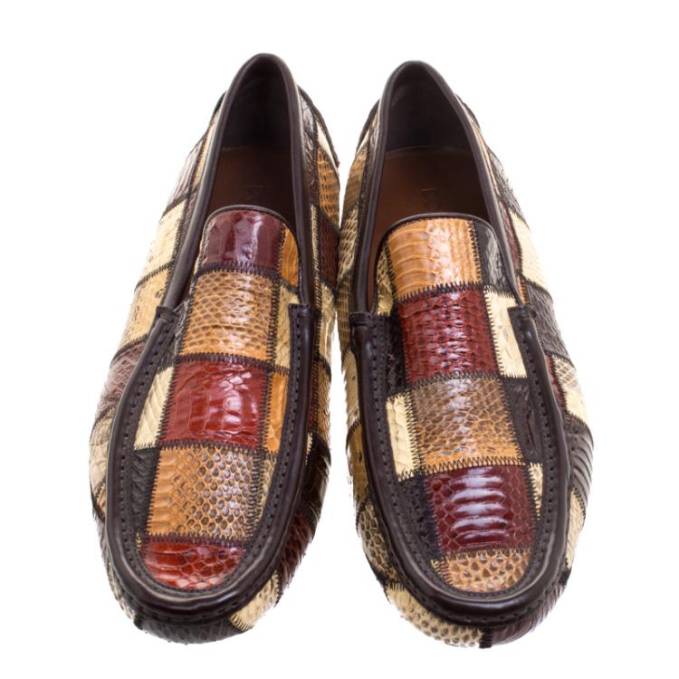 Pre Owned Dolce and Gabbana Multicolor Python Loafers Size 41.5