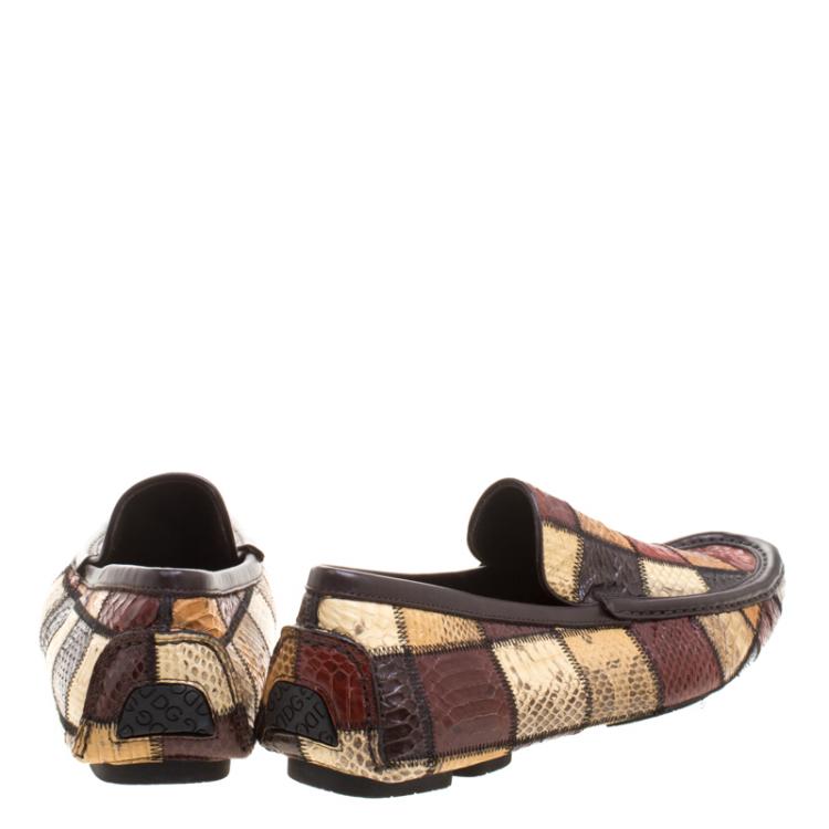 Pre Owned Dolce and Gabbana Multicolor Python Loafers Size 41.5