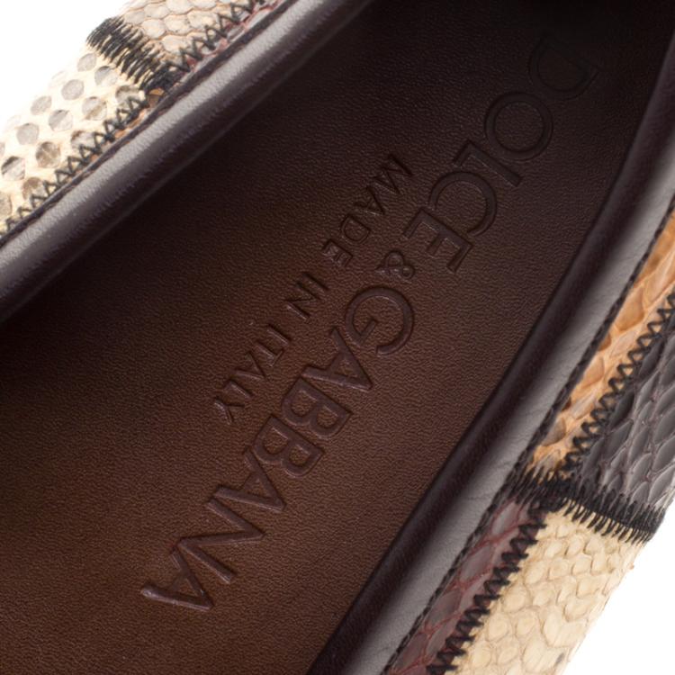 Pre Owned Dolce and Gabbana Multicolor Python Loafers Size 41.5