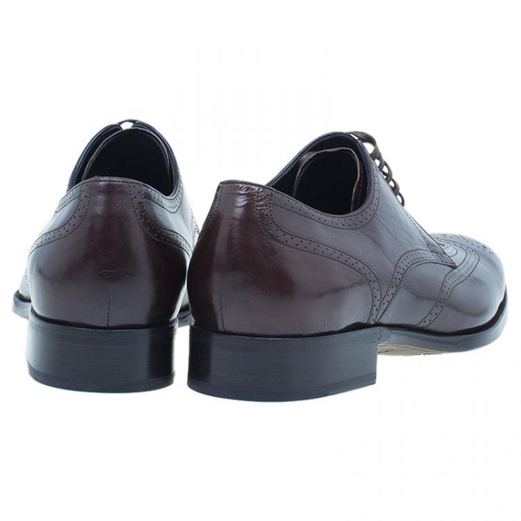 Pre Owned Dolce and Gabbana Brown Brogue Leather Oxfords Size 42