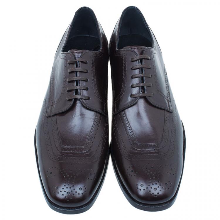 Pre Owned Dolce and Gabbana Brown Brogue Leather Oxfords Size 42
