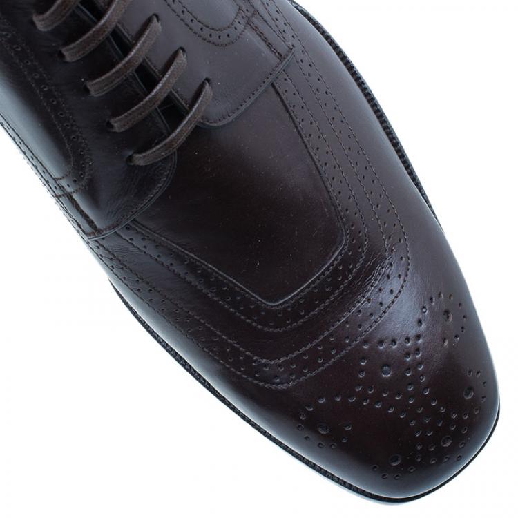Pre Owned Dolce and Gabbana Brown Brogue Leather Oxfords Size 42