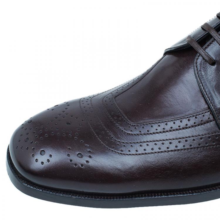 Pre Owned Dolce and Gabbana Brown Brogue Leather Oxfords Size 42