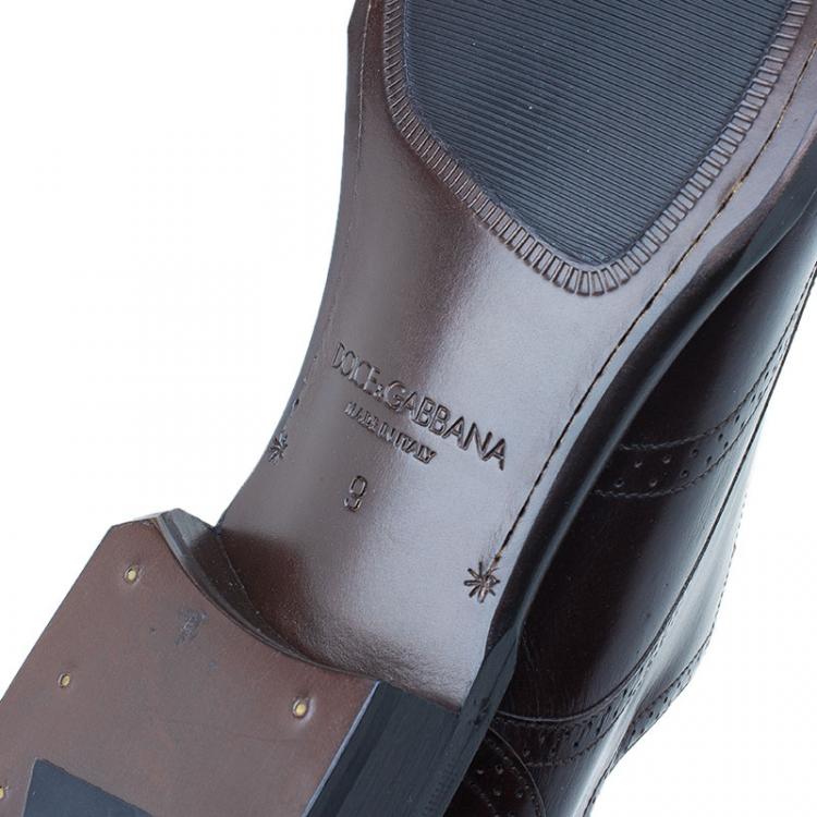 Pre Owned Dolce and Gabbana Brown Brogue Leather Oxfords Size 42