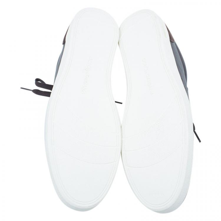 Pre Owned Dolce and Gabbana Brown Leather and Suede Sneakers Size 42.5 