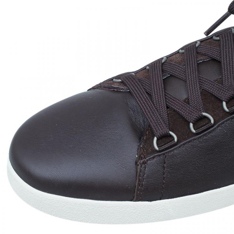 Pre Owned Dolce and Gabbana Brown Leather and Suede Sneakers Size 42.5 