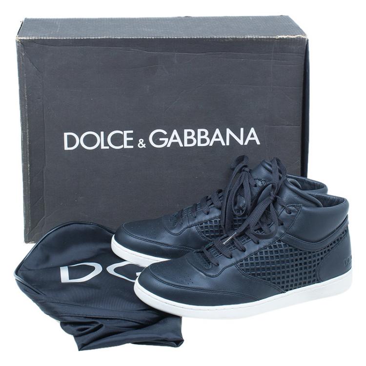 Pre Owned Dolce and Gabbana Black Leather High Top Sneakers Size 41