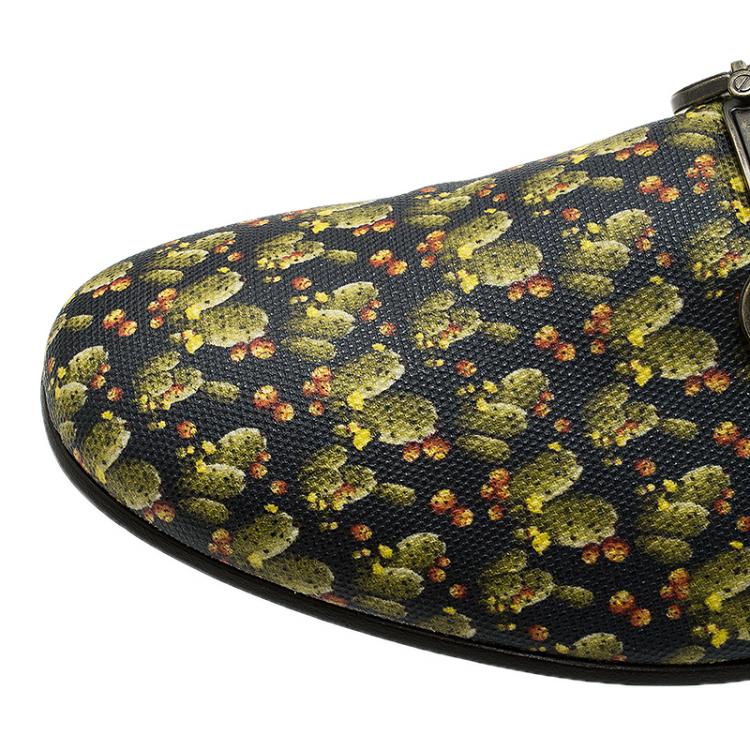 Pre Owned Dolce and Gabbana Green Cactus Canvas and Leather Amalfi Slip-Ons Size 43