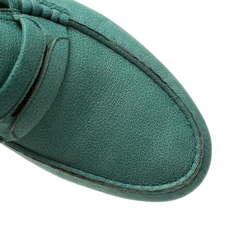 Pre Owned Dolce and Gabbana Green Leather Genova Loafers Size 43 