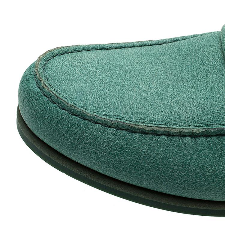 Pre Owned Dolce and Gabbana Green Leather Genova Loafers Size 43 