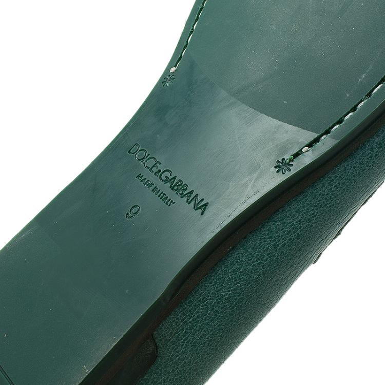Pre Owned Dolce and Gabbana Green Leather Genova Loafers Size 43 
