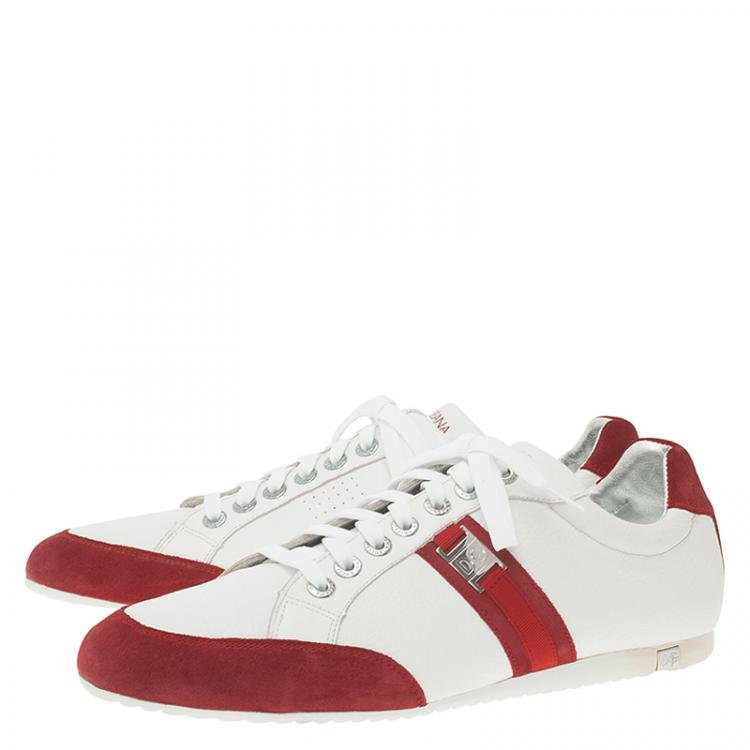 مملوكة مسبقًا Dolce and Gabbana Two Tone Leather and Suede  Sneakers Size 45